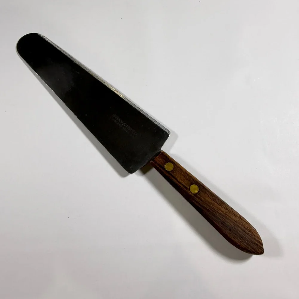 VTG Robinson Knife Co Pie Cake Server 10in Brown Wood Handle Stainless Steel